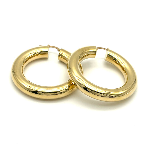 18K GOLD CLEOFE CHUBBY HOOP EARRINGS - HANDMADE IN ITALY