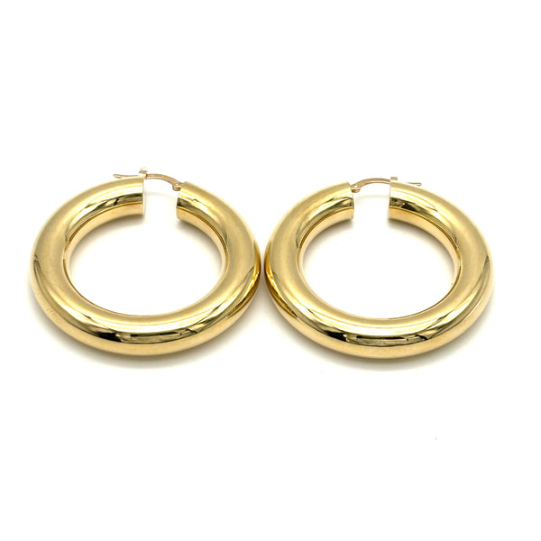 18K GOLD CLEOFE CHUBBY HOOP EARRINGS - HANDMADE IN ITALY