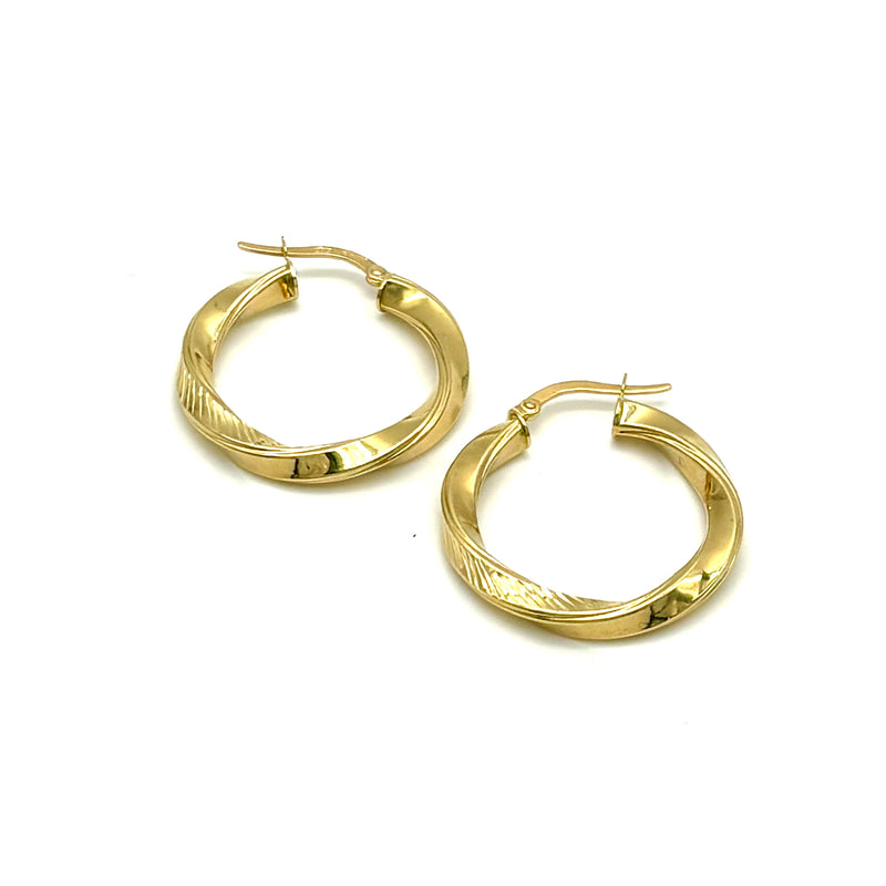 18K GOLD VORTICE HOOP EARRINGS - HANDMADE IN ITALY