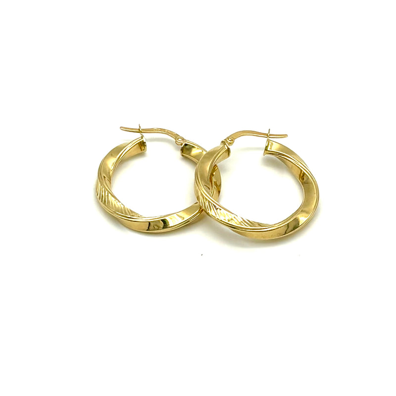 18K GOLD VORTICE HOOP EARRINGS - HANDMADE IN ITALY