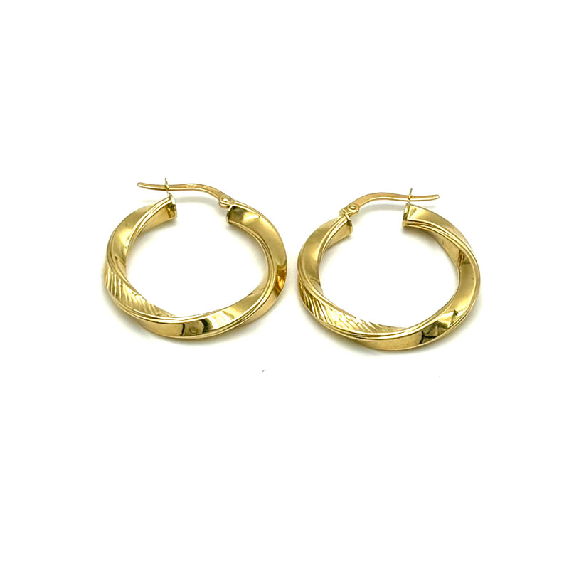 18K GOLD VORTICE HOOP EARRINGS - HANDMADE IN ITALY