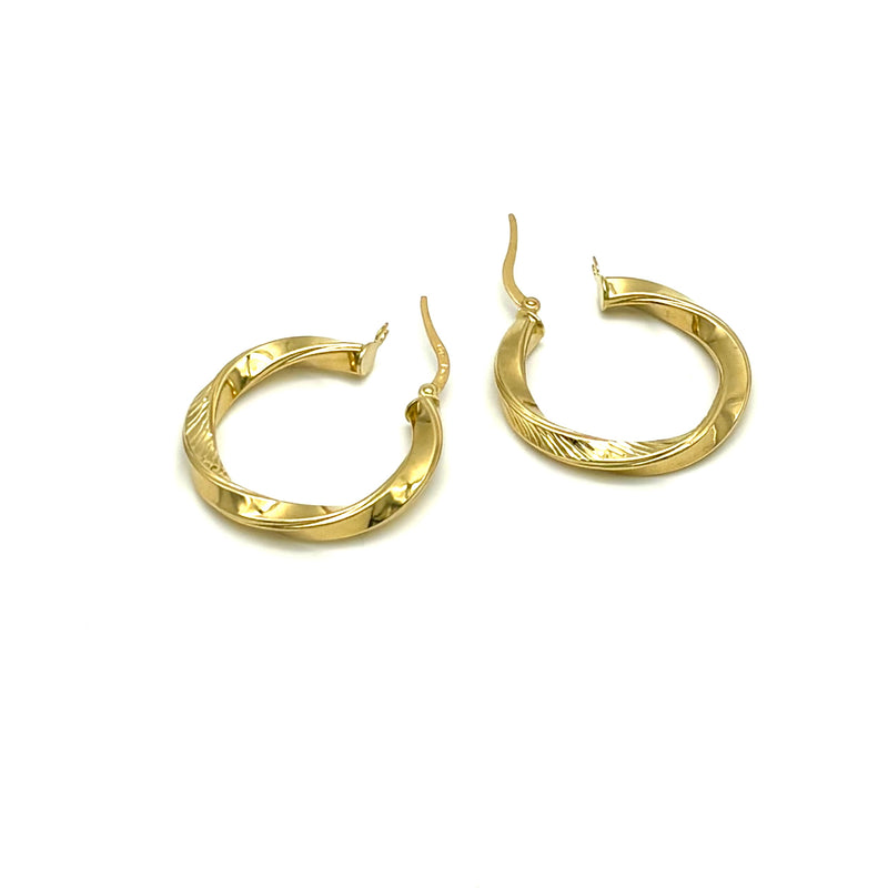 18K GOLD VORTICE HOOP EARRINGS - HANDMADE IN ITALY