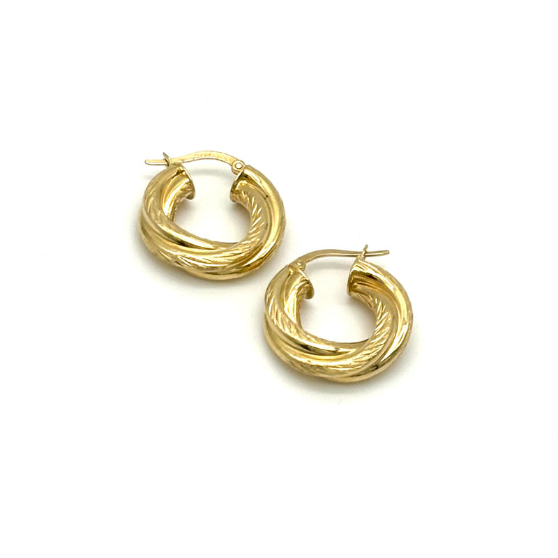 18K GOLD BOLOGNA HOOP EARRINGS - HANDMADE IN ITALY