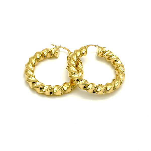 18K GOLD HOOP EARRINGS - HANDMADE IN ITALY