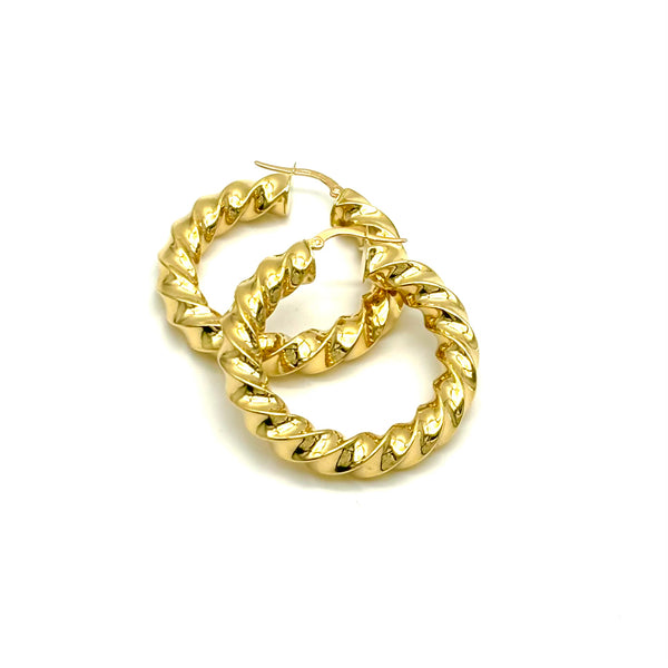 18K GOLD HOOP EARRINGS - HANDMADE IN ITALY