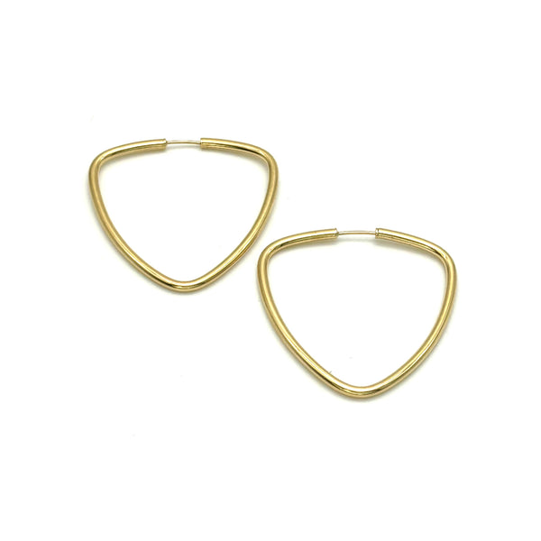 18K GOLD TRIANGLE ETERNITY HOOP EARRINGS - HANDMADE IN ITALY