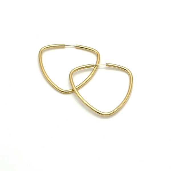 18K GOLD TRIANGLE ETERNITY HOOP EARRINGS - HANDMADE IN ITALY