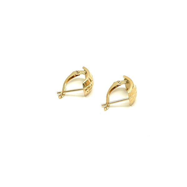 18K GOLD GARDENIA LATCH BACK HOOP EARRINGS - HANDMADE IN ITALY