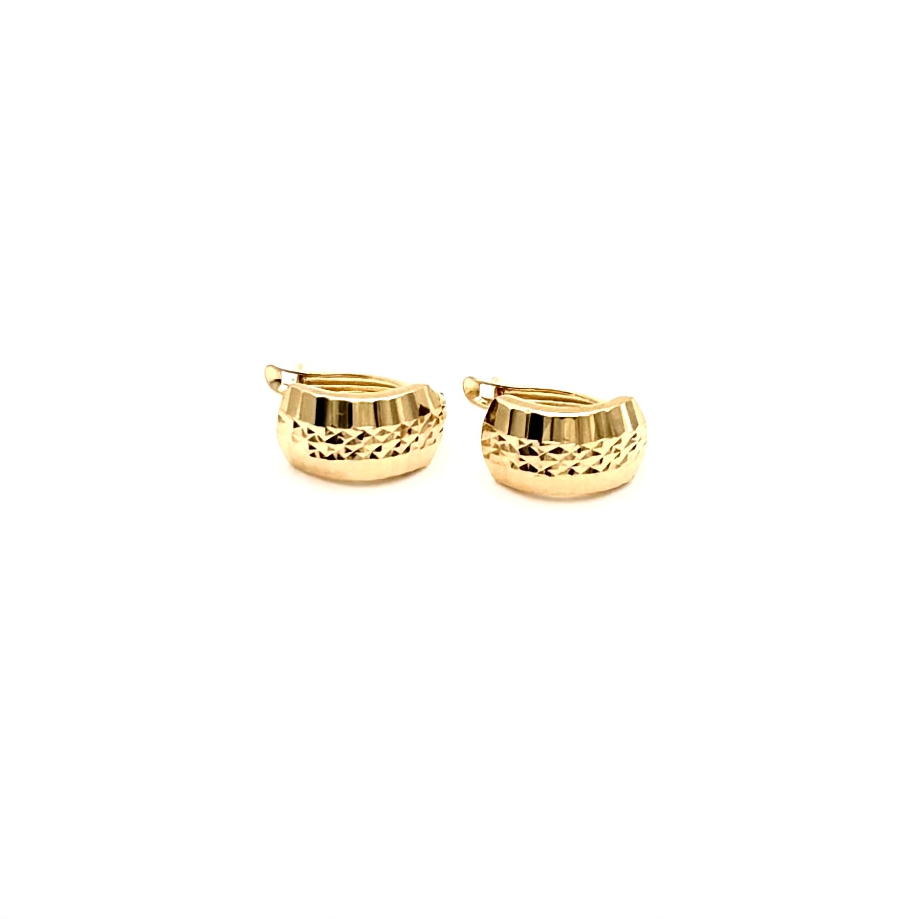 18K GOLD GARDENIA LATCH BACK HOOP EARRINGS - HANDMADE IN ITALY