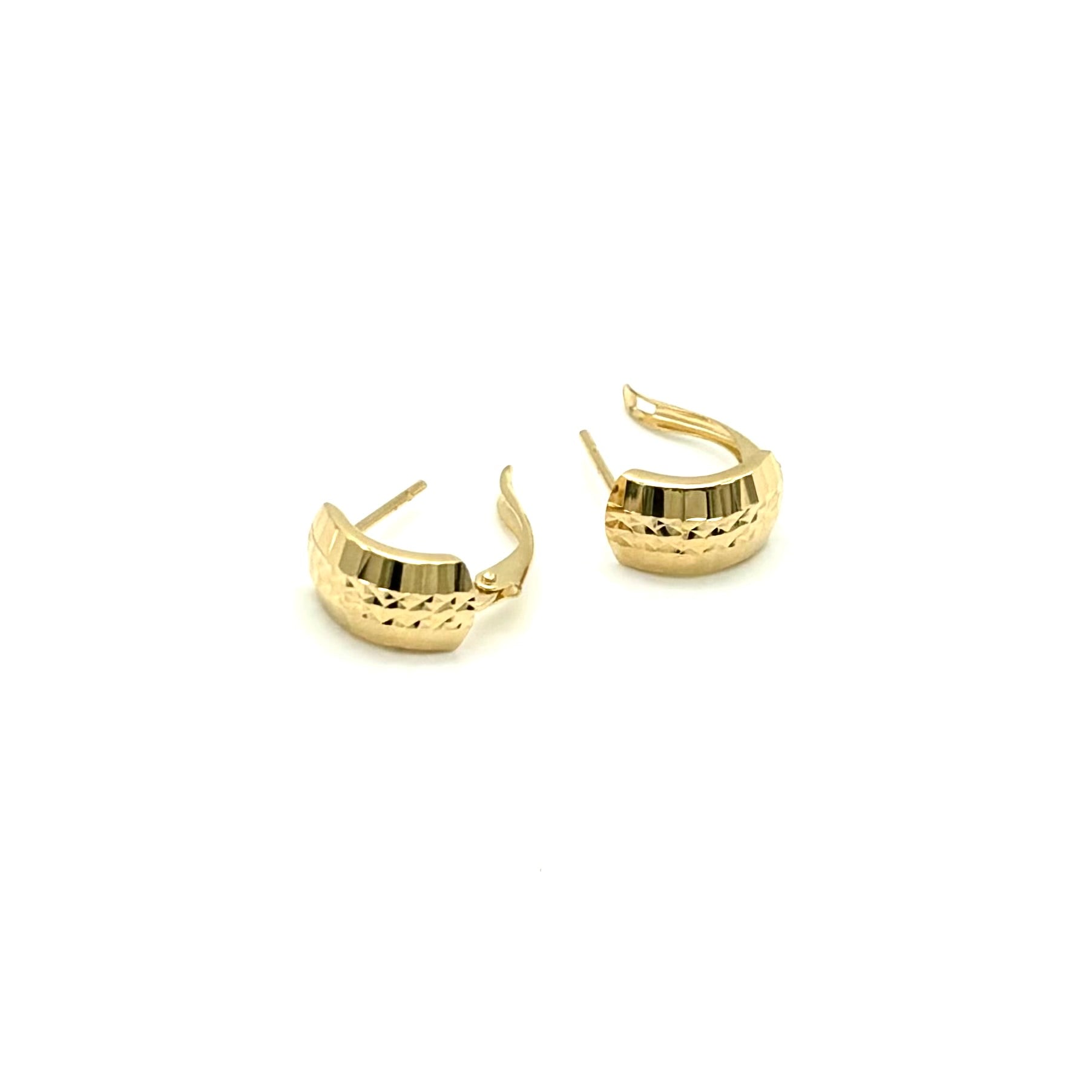 18K GOLD GARDENIA LATCH BACK HOOP EARRINGS - HANDMADE IN ITALY