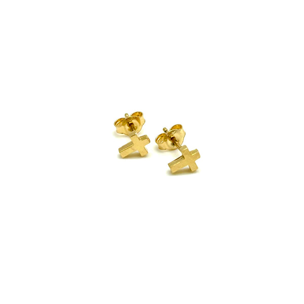 18K GOLD CROSS STUD EARRINGS - HANDMADE IN ITALY