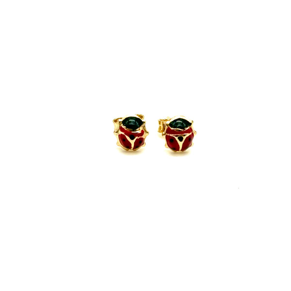 18K GOLD LADYBUG STUD EARRINGS - HANDMADE IN ITALY