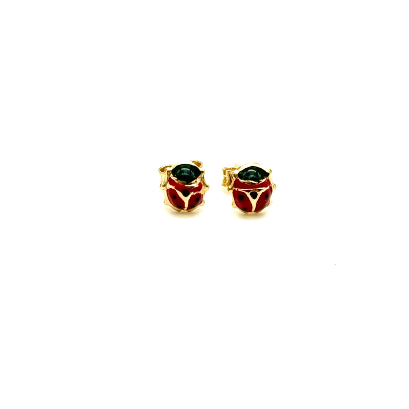 18K GOLD LADYBUG STUD EARRINGS - HANDMADE IN ITALY