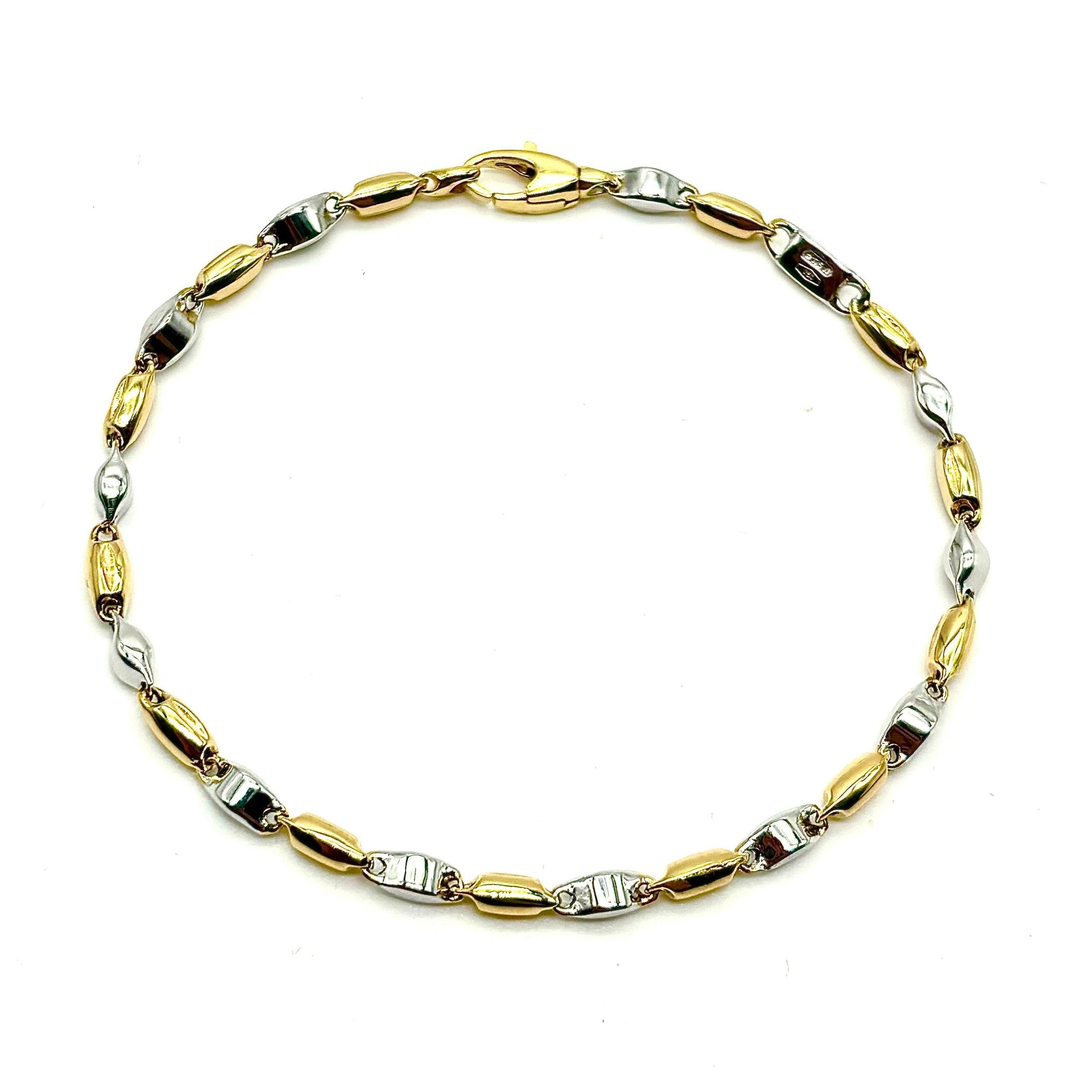 18K GOLD BARREL CHAIN BRACELET - HANDMADE IN ITALY