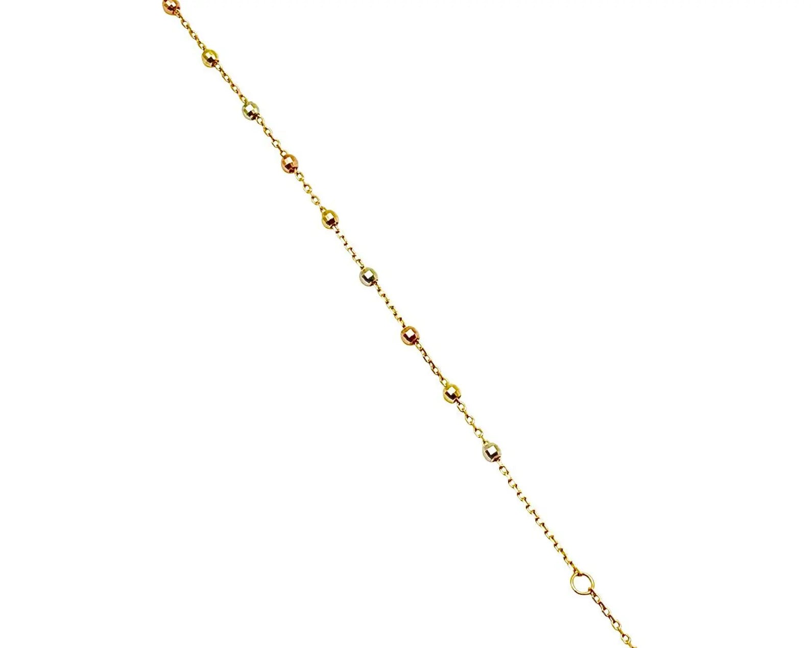 18K TRI-COLOR GOLD BEADED ROSARY BRACELET - HANDMADE IN ITALY