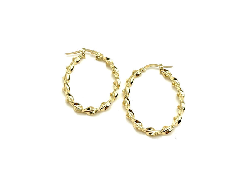 18K GOLD TWISTED HOOP EARRINGS - HANDMADE IN ITALY