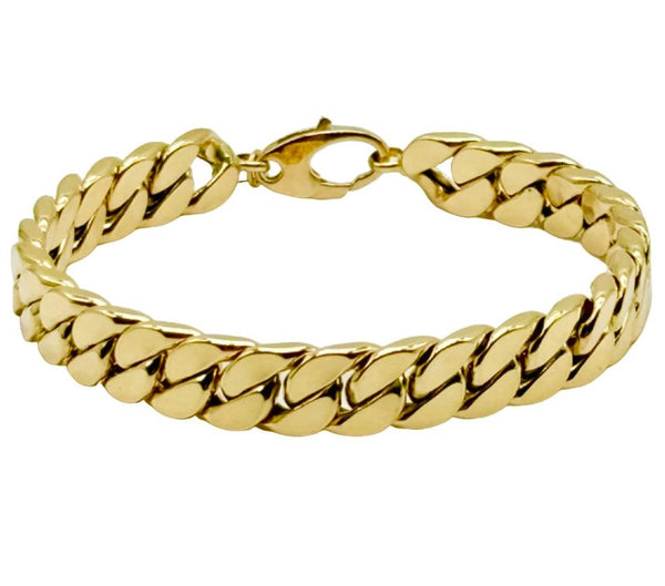 18K GOLD LINOSA CUBAN CHAIN BRACELET - HANDMADE IN ITALY