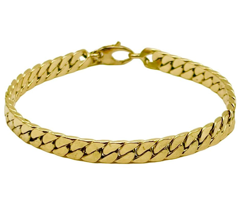 18K GOLD LAMPEDUSA CUBAN CHAIN BRACELET - HANDMADE IN ITALY