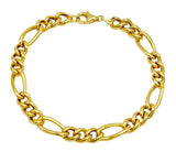 18K GOLD FIGARO LINK CHAIN BRACELET - HANDMADE IN ITALY