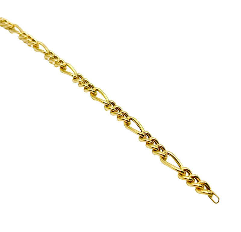 18K GOLD FIGARO LINK CHAIN BRACELET - HANDMADE IN ITALY