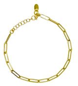 18K GOLD PAPER CLIP CHAIN BRACELET - HANDMADE IN ITALY