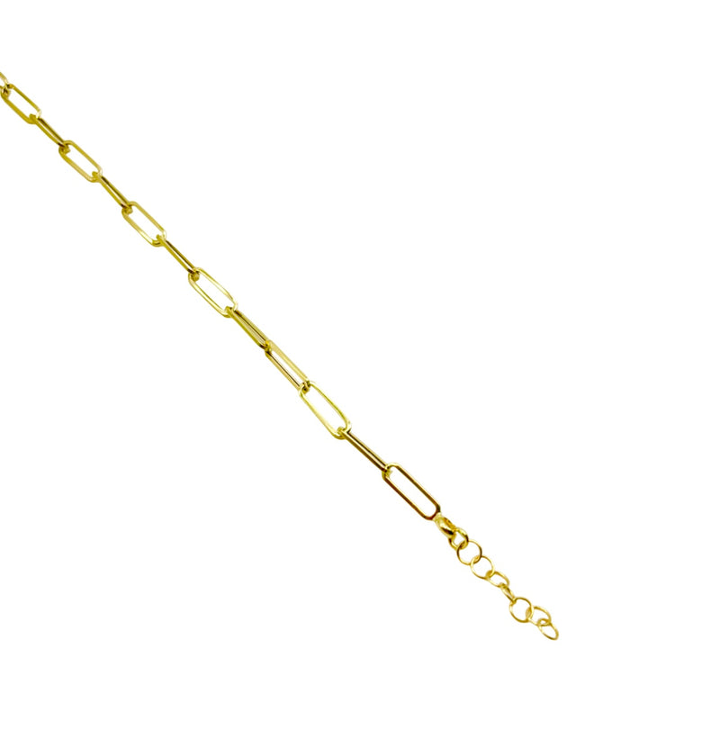 18K GOLD PAPER CLIP CHAIN BRACELET - HANDMADE IN ITALY