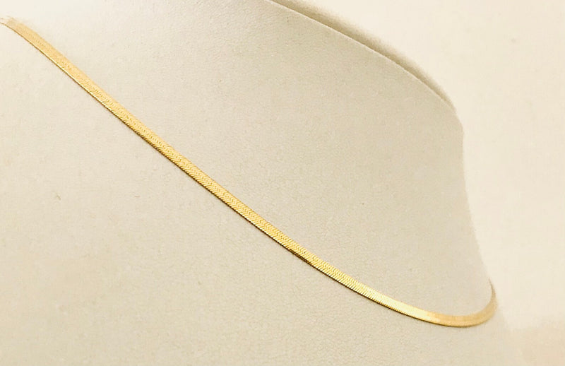 18K GOLD HERRINGBONE NECKLACE - HANDMADE IN ITALY