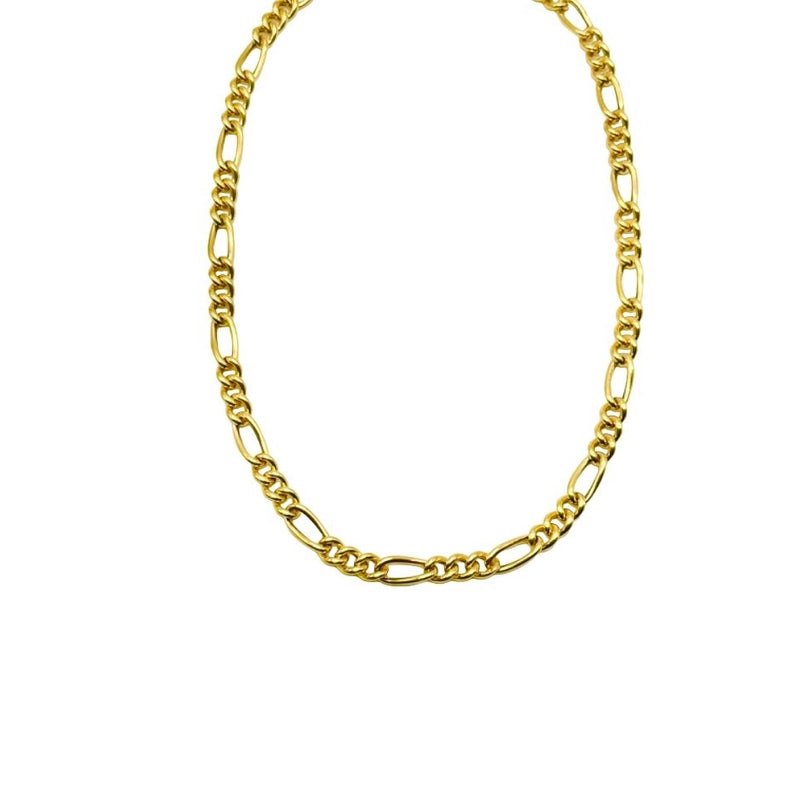 18K GOLD FIGARO LINK CHAIN NECKLACE - HANDMADE IN ITALY