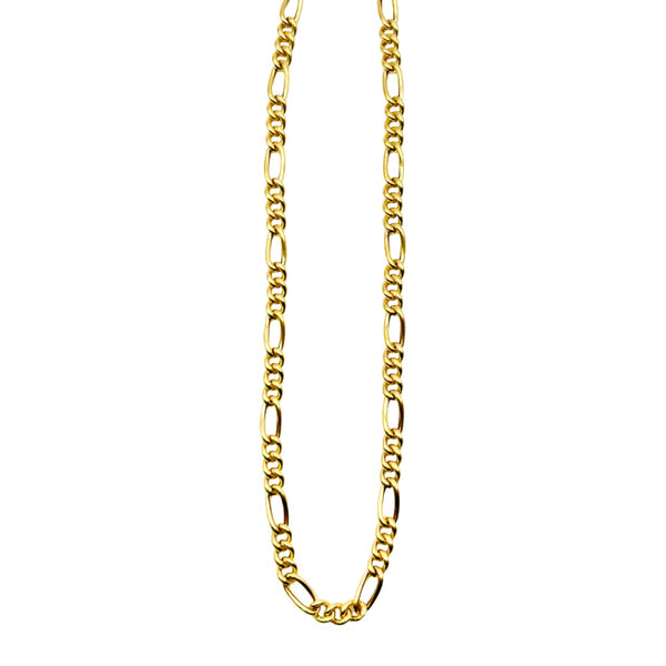 18K GOLD FIGARO LINK CHAIN NECKLACE - HANDMADE IN ITALY