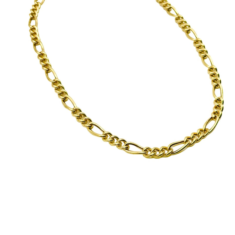 18K GOLD FIGARO LINK CHAIN NECKLACE - HANDMADE IN ITALY