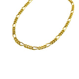 18K GOLD FIGARO LINK CHAIN NECKLACE - HANDMADE IN ITALY