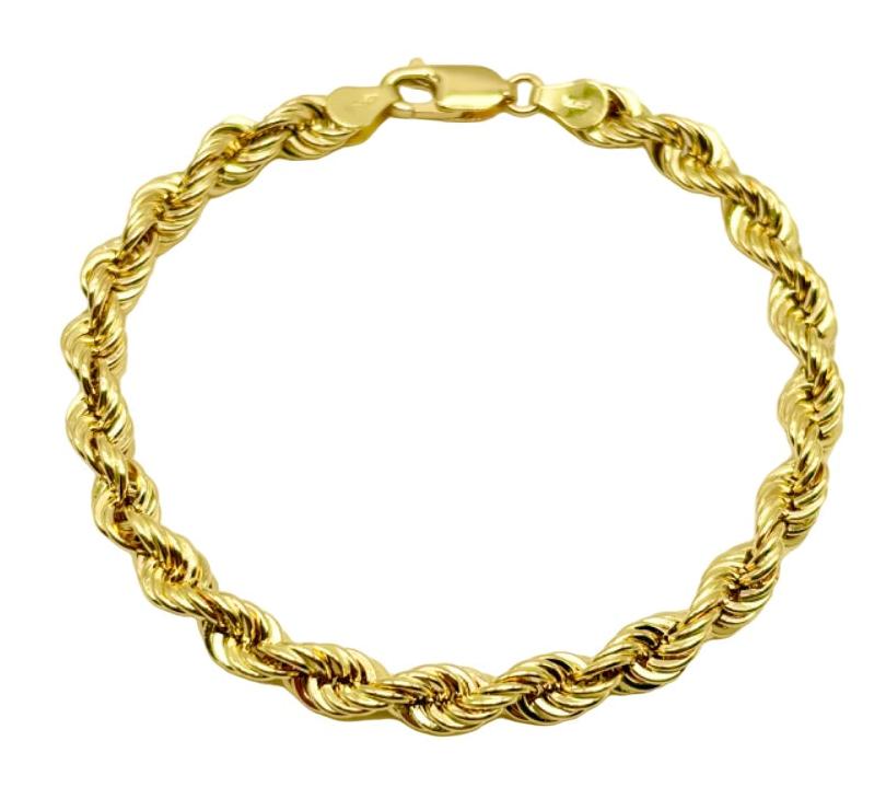 18K GOLD ROPE CHAIN BRACELET - HANDMADE IN ITALY