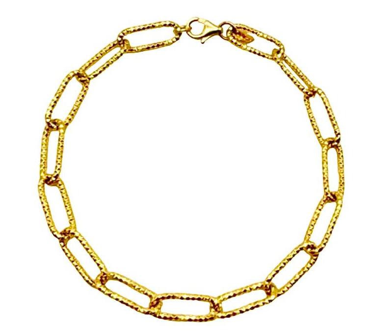 18K GOLD PAPER CLIP CHAIN BRACELET - HANDMADE IN ITALY