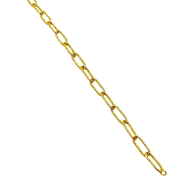 18K GOLD PAPER CLIP CHAIN BRACELET - HANDMADE IN ITALY