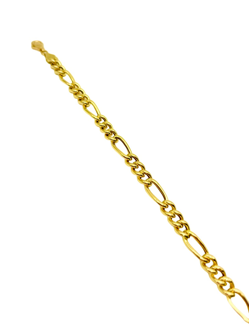 18K GOLD FIGARO LINK CHAIN BRACELET - HANDMADE IN ITALY