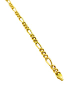 18K GOLD FIGARO LINK CHAIN BRACELET - HANDMADE IN ITALY