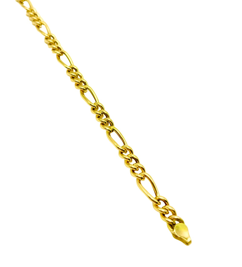 18K GOLD FIGARO LINK CHAIN BRACELET - HANDMADE IN ITALY