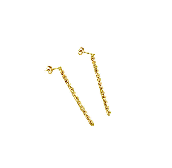 18K GOLD ROPE DROP EARRINGS - HANDMADE IN ITALY