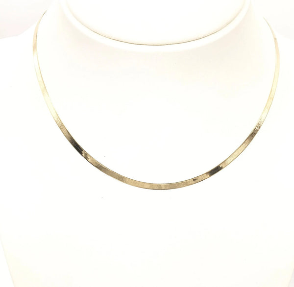 18K GOLD HERRINGBONE NECKLACE - HANDMADE IN ITALY