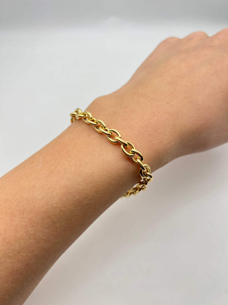 18K GOLD TURIN ROLO CHAIN BRACELET - HANDMADE IN ITALY