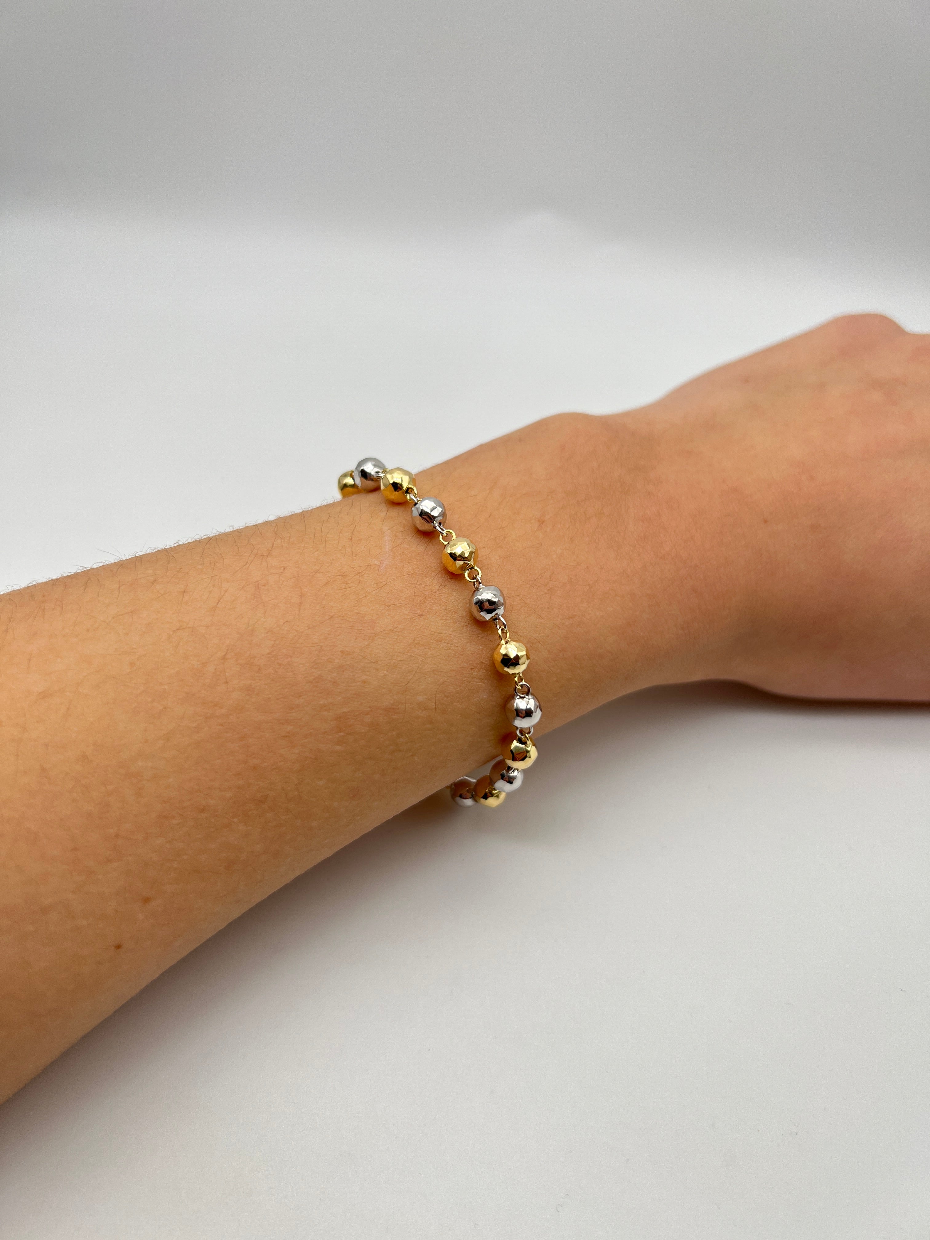 18K GOLD TWINS HAMMERED SPHERES BRACELET - HANDMADE IN ITALY
