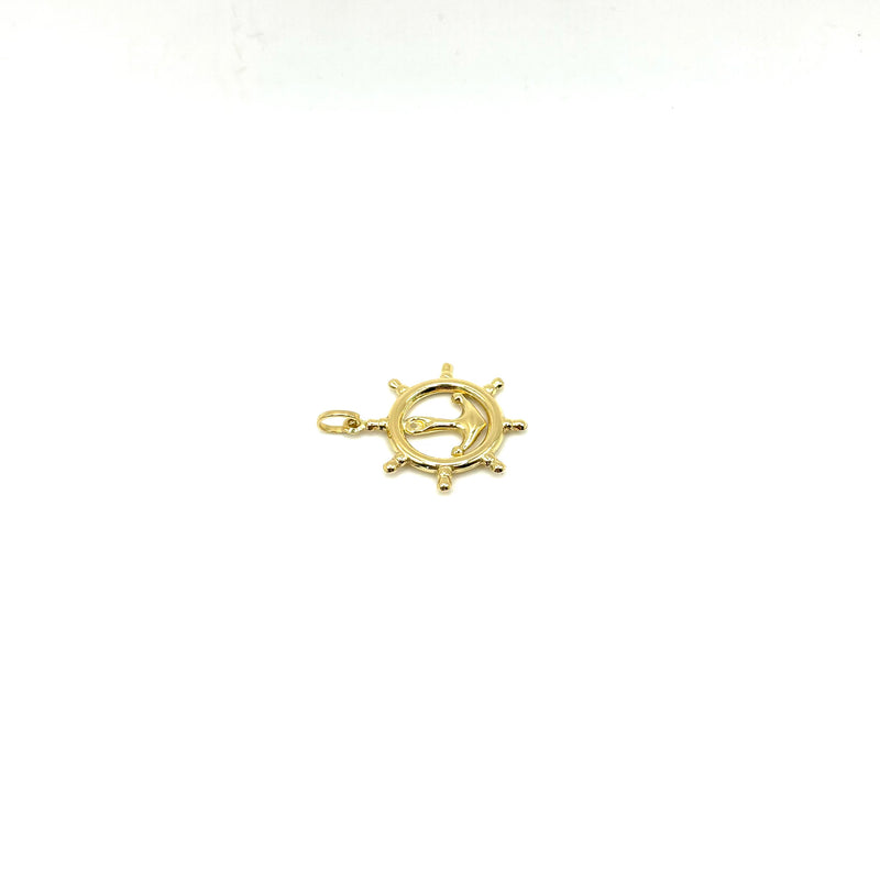 18K GOLD RUDDER CHARM PENDANT - HANDMADE IN ITALY