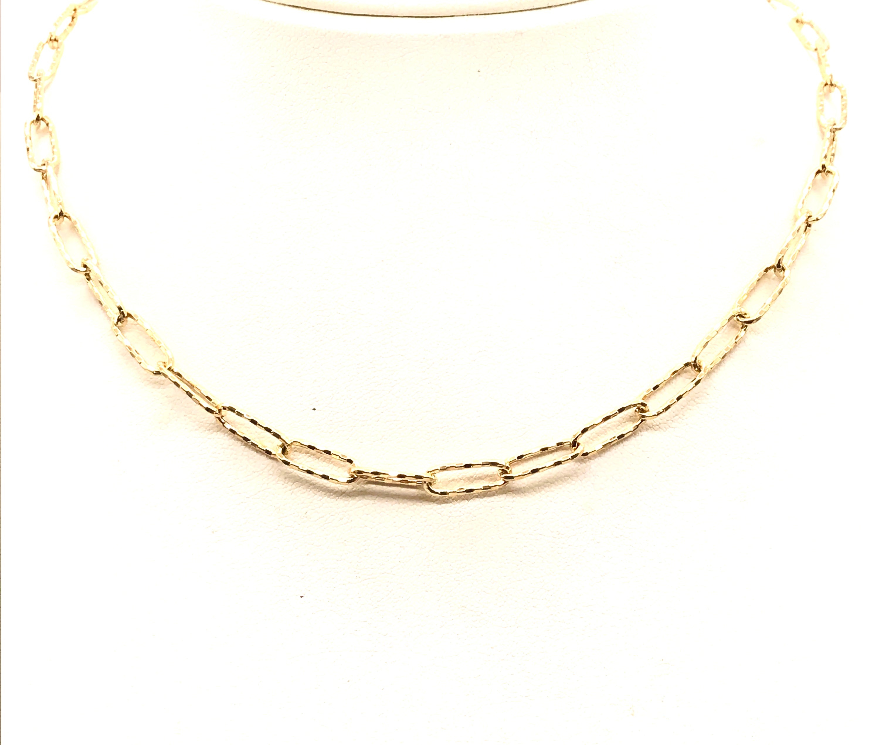 18K GOLD PAPER CLIP CHAIN NECKLACE - HANDMADE IN ITALY