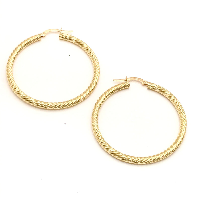 18K GOLD TWISTED HOOP EARRINGS - HANDMADE IN ITALY