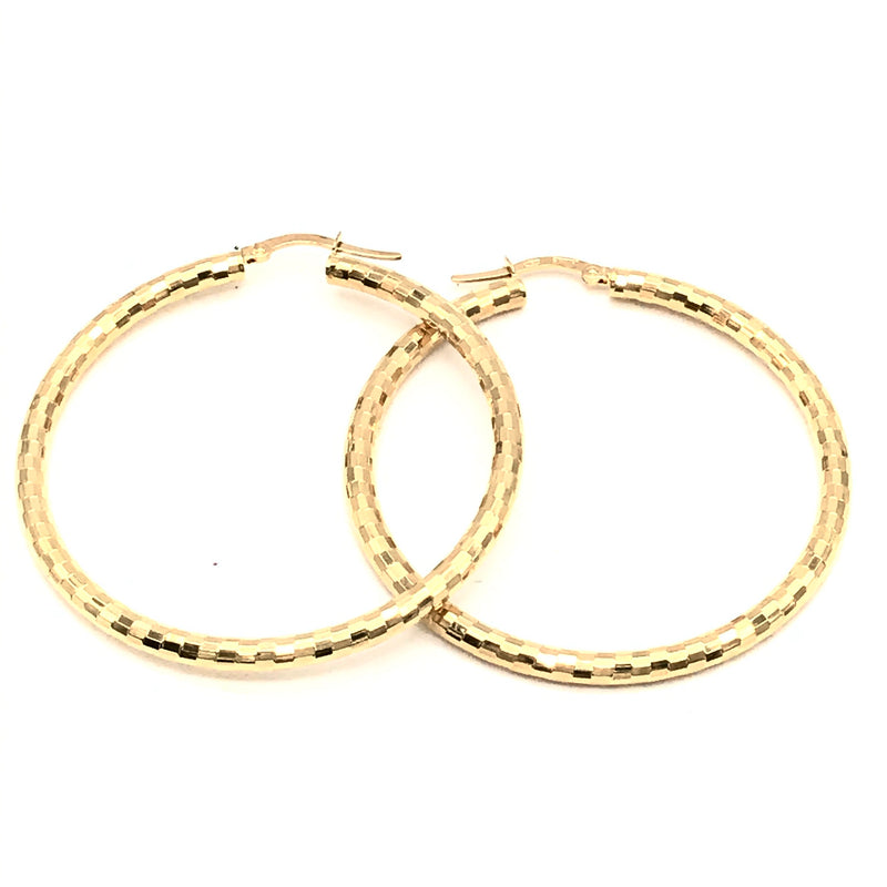 18K GOLD AURA DIAMOND CUT HOOP EARRINGS - HANDMADE IN ITALY