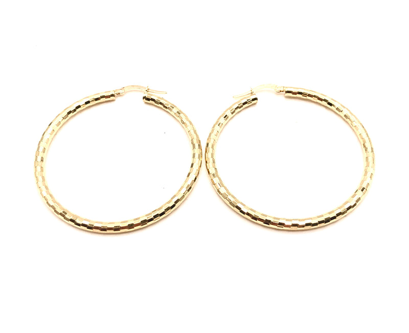 18K GOLD NAILA DIAMOND CUT HOOP EARRINGS - HANDMADE IN ITALY