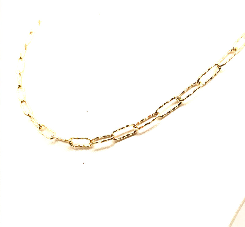 18K GOLD PAPER CLIP CHAIN NECKLACE - HANDMADE IN ITALY