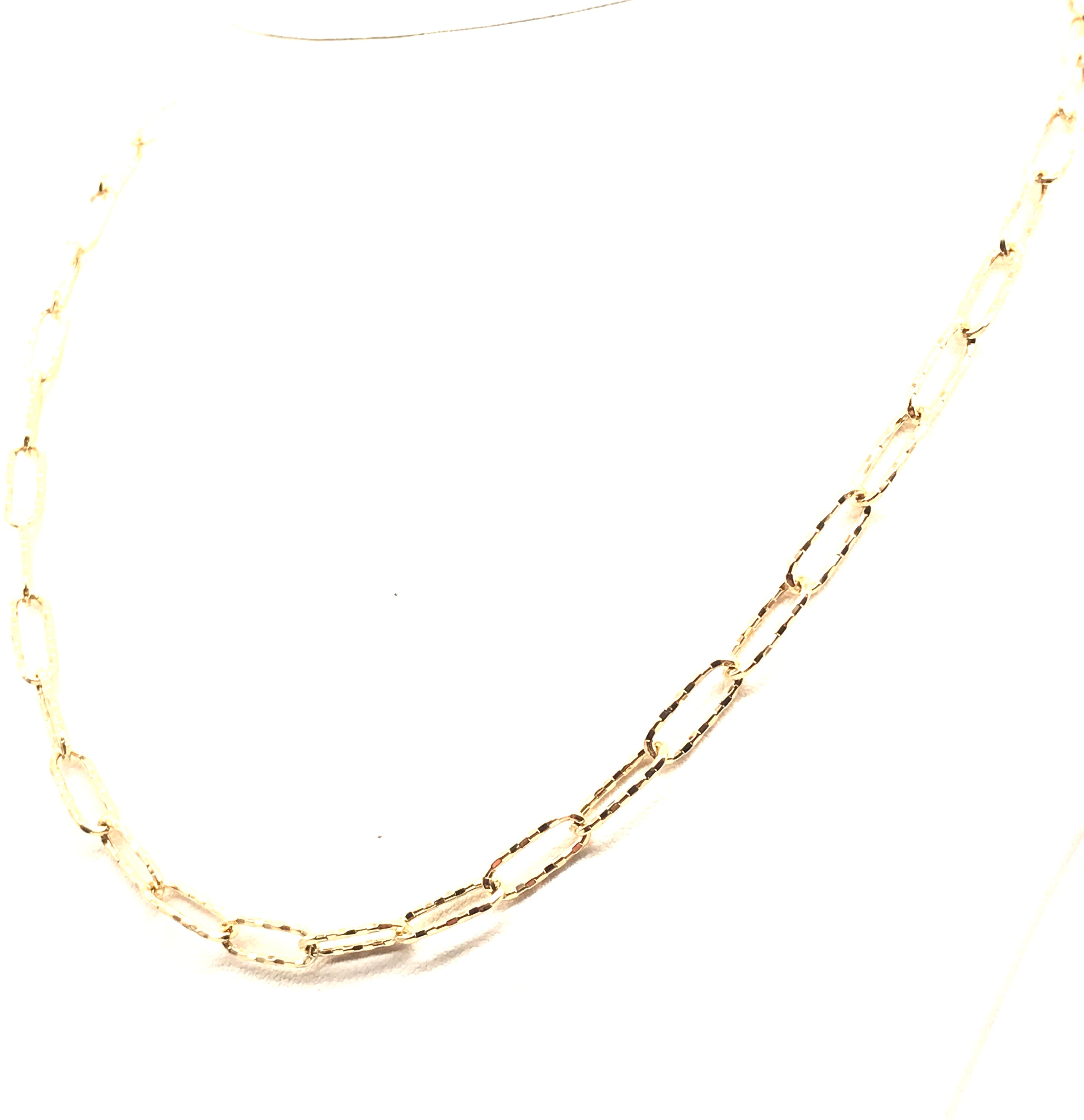 18K GOLD PAPER CLIP CHAIN NECKLACE - HANDMADE IN ITALY