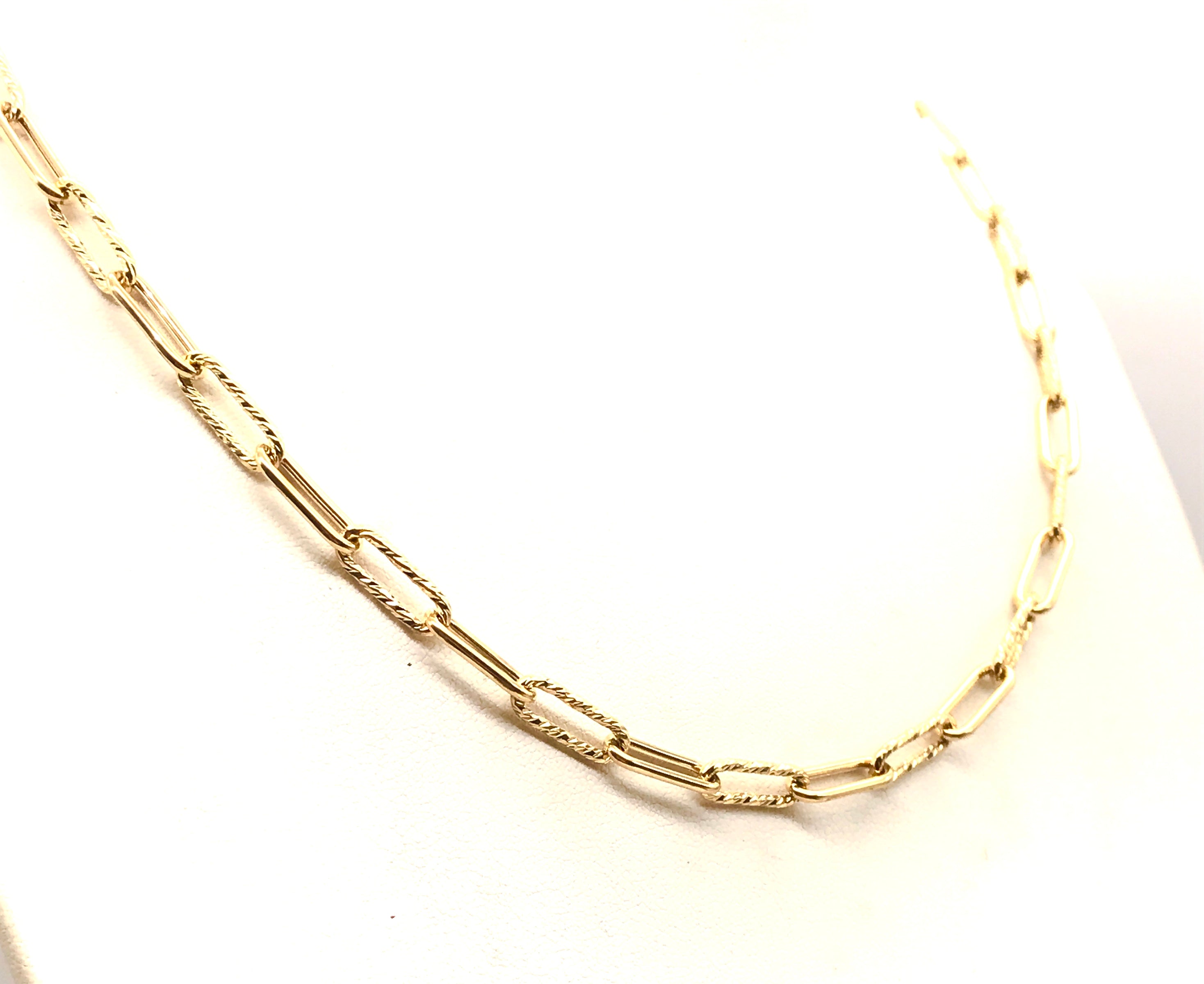 18K GOLD PAPER CLIP CHAIN NECKLACE - HANDMADE IN ITALY