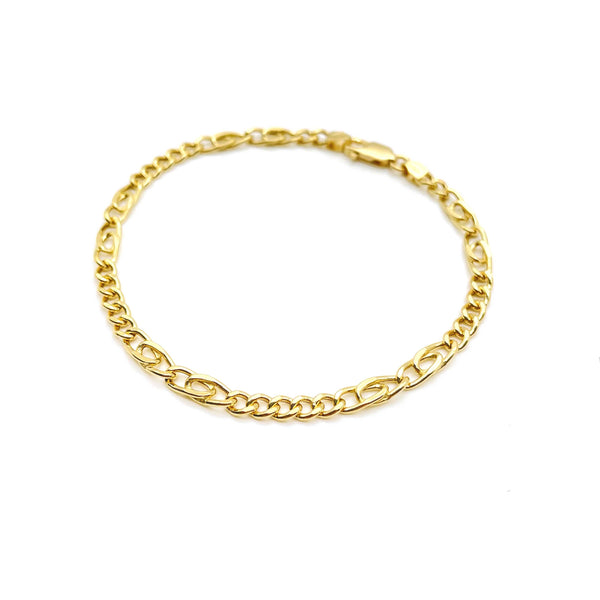 14k White & Yellow Gold Designer Curb / Mariner Link Bracelet 9.5